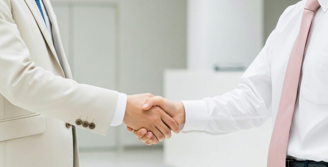 Aperto de mão profissional entre cliente e agência