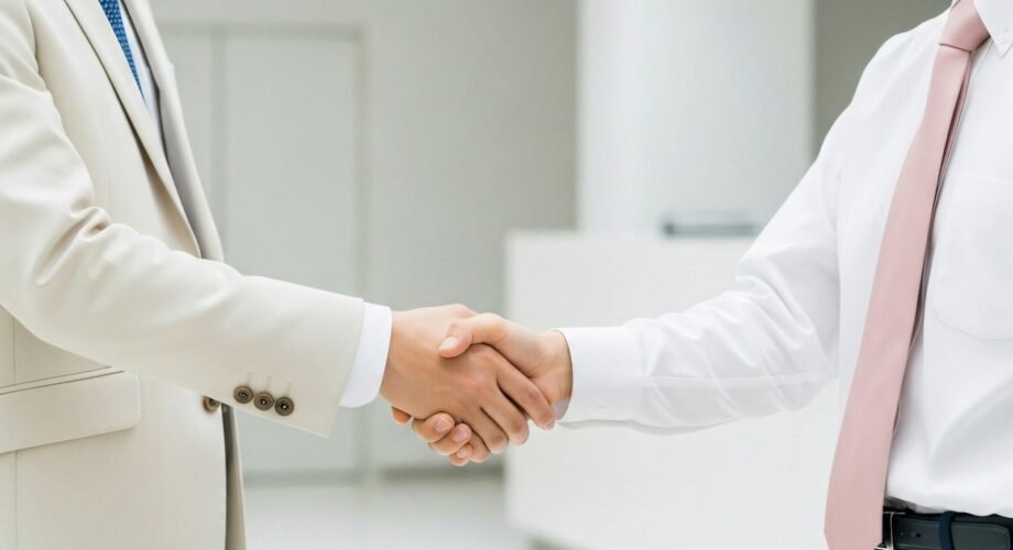 Aperto de mão profissional entre cliente e agência