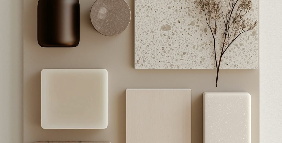 Materiais de design de marca dispostos de forma minimalista