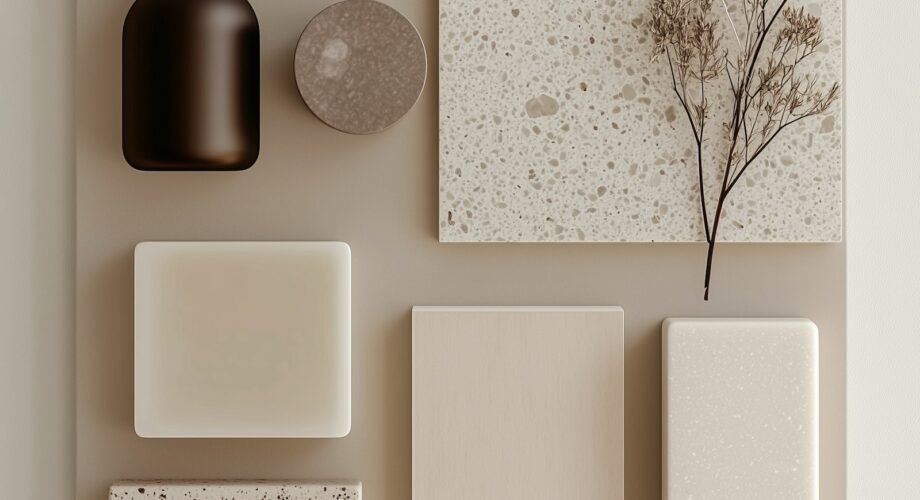 Materiais de design de marca dispostos de forma minimalista