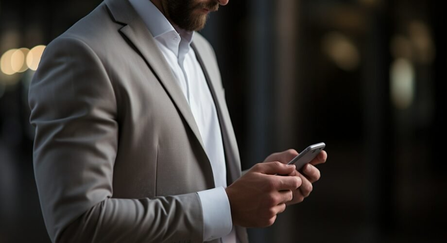 Profissional a utilizar o smartphone, a representar redes sociais e leads